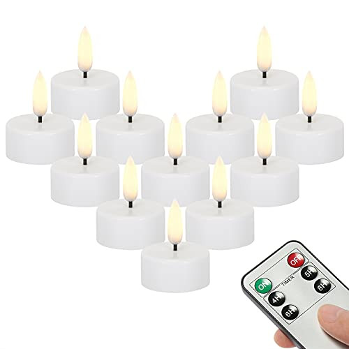 Led Tea Lights Candles Battery Operated, Flickering Flameless Tealight Candles with Remote and Timer, Electric Candle for Seasonal  and  Festival Celebration, Pack of 12