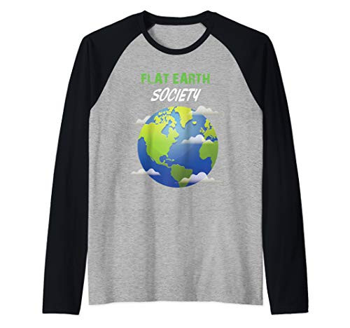 Flat Earth Society Funny Round Earth Green T Shirt Raglan Baseball Tee