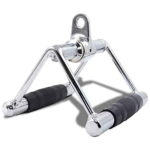 DOHOO V Shaped Handle with 360 Steel Swivel Cable Machine Attachment Solid Rowing Handle Grips, Rowing Machine Handle Gym Workout Strength Training