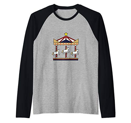 Carousel Merry Go Round Amusement Ride Raglan Baseball Tee