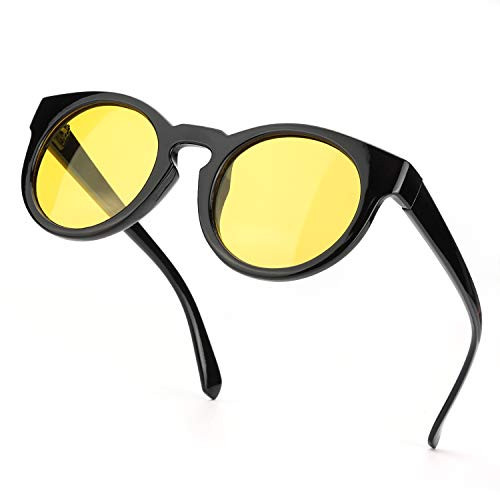 SODQW Round Night-Vision Driving Anti-Glare Glasses, HD Sight Polarized Yellow Night Guide Rainy Safe Glasses -Black Frame/Yellow Night-driving Glasses- SODQW Round Night-Vision Driving Anti-Glare Glasses, HD Sight Polarized Yellow Night Guide Rainy Safe Glasses -Black Frame/Yellow Night-driving Glasses-