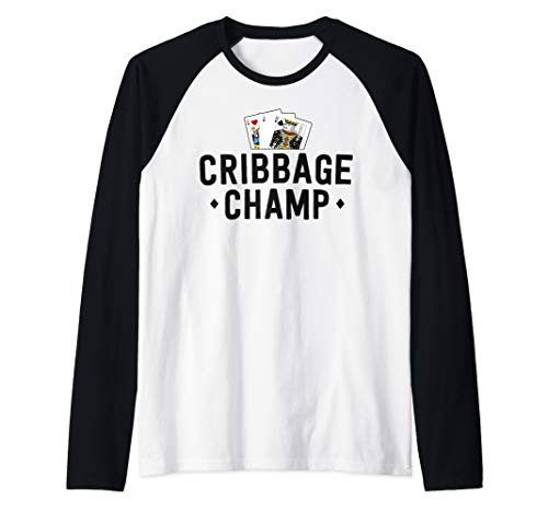 Funny Cribbage Shirt For Men Cribbage Champ Tournament Raglan Baseball Tee
