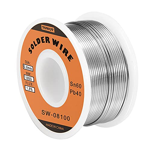 TOWOT Tin Lead Rosin Core Solder Wire for Electrical Soldering, Content 1.8 percent Solder flux Sn60-Pd40 -0.8mm, 100g-
