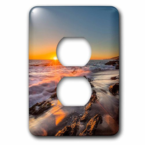 3dRose lsp_206049_6 Sunset At Victoria Beach in Laguna Beach, Ca 2 Plug Outlet Cover