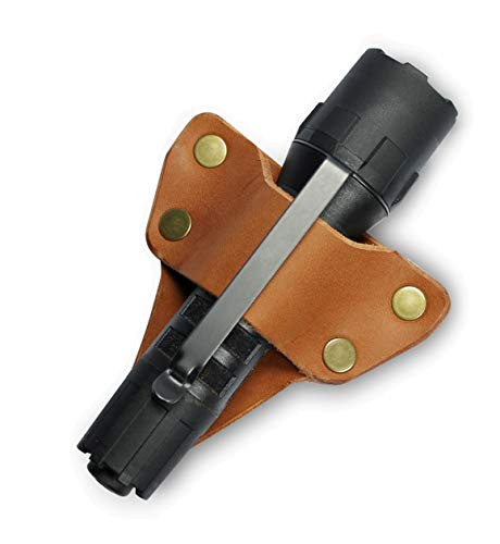 American Bench Craft Flashlight Holster fits STREAMLIGHT PolyTac 88850  and  STREAMLIGHT ProTac 1L-1AA, Tactical Leather Flashlight Holster, Flashlight Belt Holder -Tan-