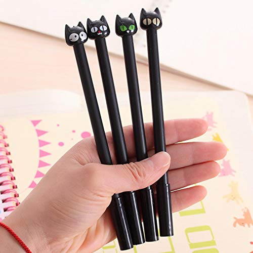 Kawaii Cartoon Plastic Black Cat Gel Pen Pens For Kids Children Students Creative Gift School Supplies Stationery 4 Pcs/lot