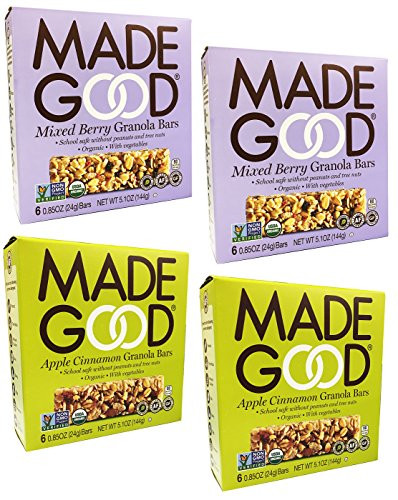 Made Good Granola Bars Variety Pack of 4 (24 Bars) Apple Cinnamon and Mixed Berry