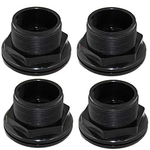 Odyssea 1-1/2 Bulkhead Fitting 1.50 inch Slip x Slip Gasket ABS Aquarium Pond Filters -4 Pack-