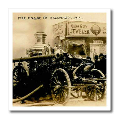 3dRose Magic Lantern Slide Fire Engine Kalamazoo Michigan. - Iron on Heat Transfers -ht-334955-3-