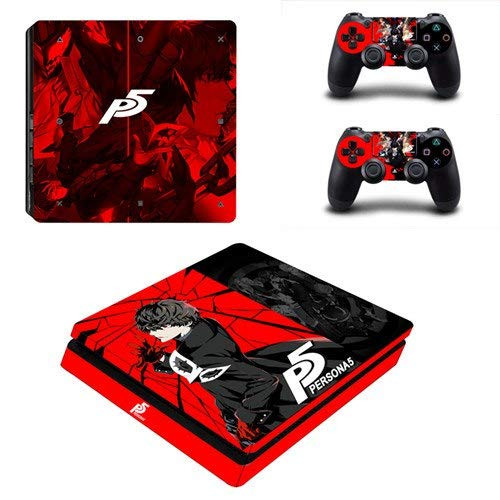 Playstation 4 Slim Skin Set - Persona 5 HD Printing Vinyl Skin Cover Protective for PS4 Slim Console and 2 PS4 Controller by Mr Wonderful Skin