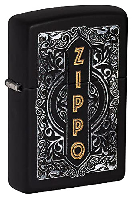 Zippo Logo Design Black Matte Pocket Lighter