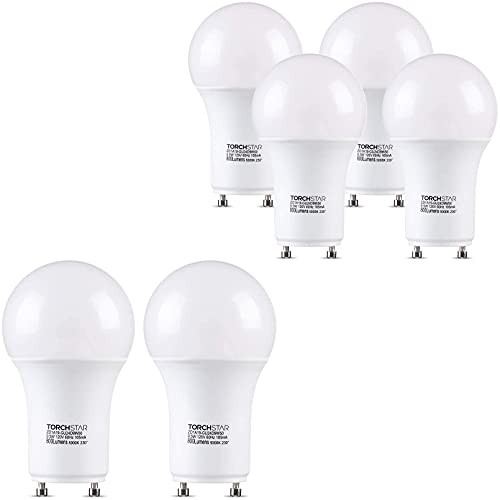 TORCHSTAR 2-Pack Bundle 4-Pack LED GU24 Base A19 Light Bulb, 9.5W Dimmable Twist Lock GU24 Base Light Bulb, UL  and  Energy Star Listed, 5000K Daylight, for Ceiling Light, Pendant, Floor Lamp, Wall Lamp