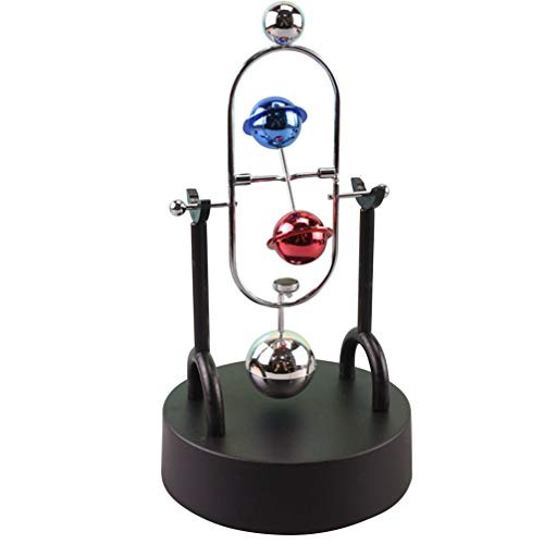 Toyvian Electric Physics Balance Pendulum Newton Cradle Mechanics Science Toys Kinetic Art Perpetual Motion Desk Toy Home Office Desk Decor