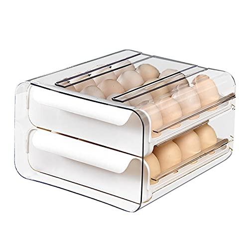 HAMORU 32 Grid Plastic Egg Container DoubleLayer Fridge Egg Container Storage Box for Eggs Fridge Egg Holder Fridge Egg Drawersfor Refrigerator Kitchen Picnic Appropriate