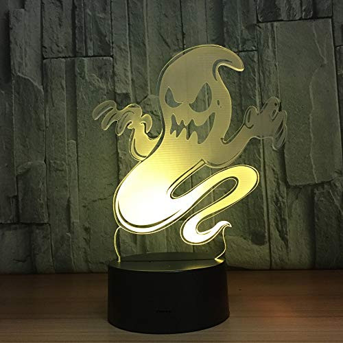 Kabeto Ghost 3D LED Night Light Changing Lamp Halloween Skull Light Acrylic 3D Hologram Illusion Desk Lamp for Kids Gift