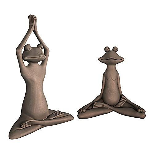 Mabor Meditating Zen Frog Statue Garden Yoga Frog Figurine Resin Yoga Frog Sculpture Yoga Pose Frog Statue for Indoor Outdoor Home, Patio, Yard, Lawn Decor, 6.75 x 7 Inch