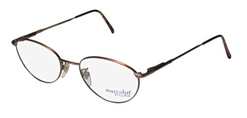 Marcolin Village 35 Mens/Womens Designer Full-Rim Shape Flexible Hinges Classy Hip Made In Italy Eyeglasses/Spectacles -50-19-135, Brown-