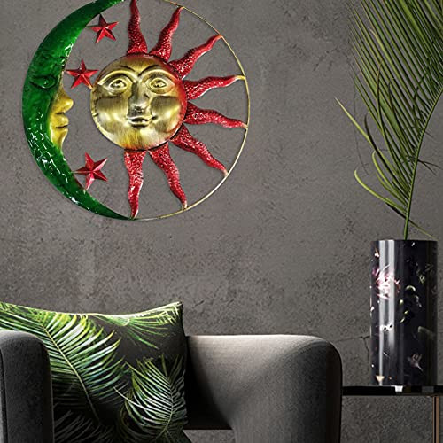 Luckycyc Iron Art Sun Moon Decor, Metal Celestial Wall Art Decor Sun Moon And Stars Wall Decor Hanging Sign Wall Plaque Sculpture For Indoors Outdoors With Finish, 19.5x14.8x2.4 Inches-Color Random-- Luckycyc Iron Art Sun Moon Decor, Metal Celestial Wall Art Decor Sun Moon And Stars Wall Decor Hanging Sign Wall Plaque Sculpture For Indoors Outdoors With Finish, 19.5x14.8x2.4 Inches-Color Random--