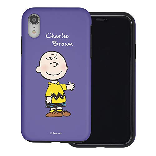 WiLLBee Compatible with iPhone Xs/iPhone X Case Peanuts Layered Hybrid [TPU  plus PC- Bumper Cover - Charlie Brown Stand Purple