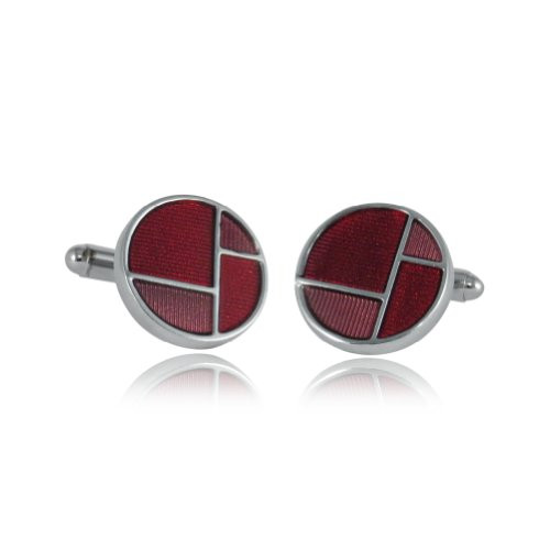 Cuff-Daddy Retro Reflective Red  and  Pink Enamel Round Silver Cufflinks with Presentation Box