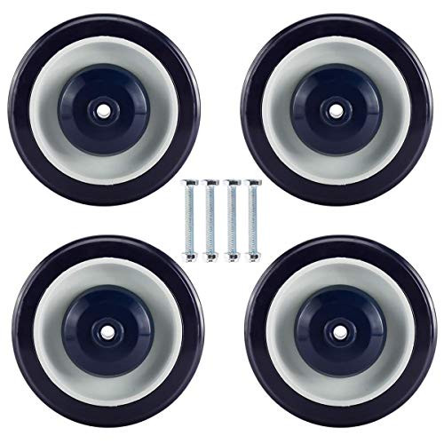 Homtone Caster Wheels, Set of 4, 5 Inch Shopping Cart Wheel Replacement with Axles Bolts, Casters Wheels for Carts, Furniture, Trolley