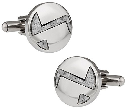 Cuff-Daddy Cool Round Light Carbon Fiber Stainless Steel Cufflinks with Presentation Box