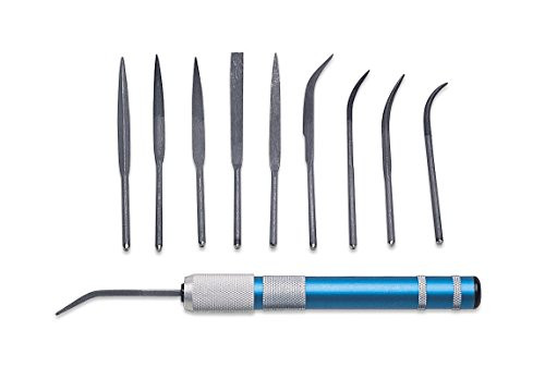 10-Piece Riffler File Set with Handle Jewelry Making Wax Filing