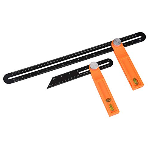 MeiBoAll Activity Angle Ruler Protractor Horizontal Sliding T Combination Square Angle Ruler Multi-Function Measuring Tool with Bubble Level for Engineer Carpenter Woodworking