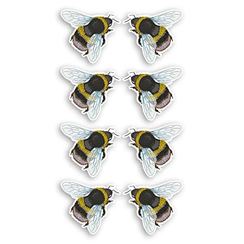 8 x Realistic Bumble Bee Stickers -Each Sticker Measures 1.25 inches Long-