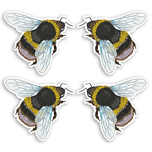 4 x Realistic Bumble Bee Stickers -Each Sticker Measures 2 inches Long-