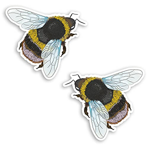 2 x Realistic Bumble Bee Stickers -Each Sticker Measures 4 inches Long-