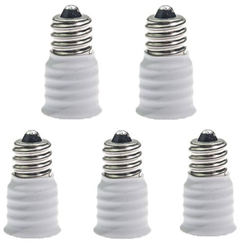 E12 to E14 Light Sockets Adapter, Light Bulb Socket, Bulb Base Adapter, E12 Male to E14 Female Converts LED Light Holder Lamp Adapter Socket Changer -Pack of 5, White-