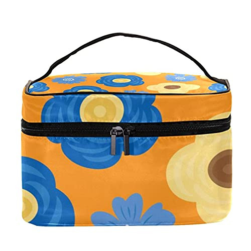 Blue Yellow Floral Orange Background Toiletry and Jewelry Cosmetic Bag for Women? Cosmetic Makeup Case Beauty Bag Cosmetic Bag for Women Tote Makeup Bag/ Cosmetic Bag Travel Cosmetic Bags Blue Yellow Floral Orange Background Toiletry and Jewelry Cosmetic Bag for Women? Cosmetic Makeup Case Beauty Bag Cosmetic Bag for Women Tote Makeup Bag/ Cosmetic Bag Travel Cosmetic Bags