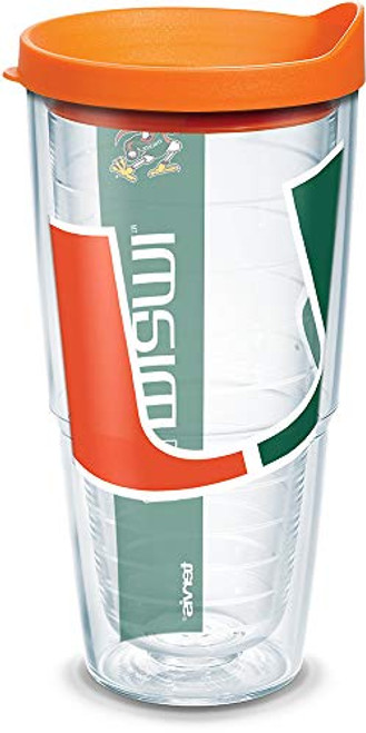 Tervis 1106357 Miami Hurricanes Colossal Tumbler with Wrap and Orange Lid 24oz, Clear Tervis 1106357 Miami Hurricanes Colossal Tumbler with Wrap and Orange Lid 24oz, Clear