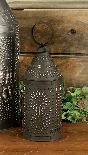CTW Rustic Brown Punched Tin Paul Revere Candle Lantern,5 wide and 14 high