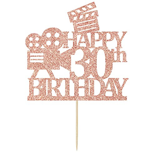 Rose Gold Glitter Happy 30th Birthday Cake Topper - Cheers to 30 Years Cake Topper - Hello 30, 30th Anniversary Party Decoration Supplies Rose Gold Glitter Happy 30th Birthday Cake Topper - Cheers to 30 Years Cake Topper - Hello 30, 30th Anniversary Party Decoration Supplies