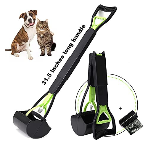 OptiCase Pooper Scoopers for Large Small Dogs and Cats, Portable Long Handle 31.5 Inches Foldable Poop Scoop,Dog Pooper Scooper with Poop Bags for Grass and Gravel Pet Waste Pick Up