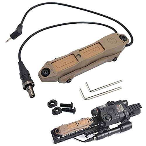 LThyzszb Tactical Remote Dual Pressure Switch for M300/M600 Weaponlight PEQ 15 Tape Switch Accessories for Mlok/Keymod/20mm Picatinny Rail Mount. -Tan-