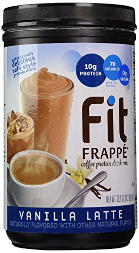 Fit Frappe Protein Drink Mix, Vanilla Latte, 19.1 Ounce, Vanilla Flavored Meal Replacement Protein Drink, Drink Hot Cold or Blended with Ice