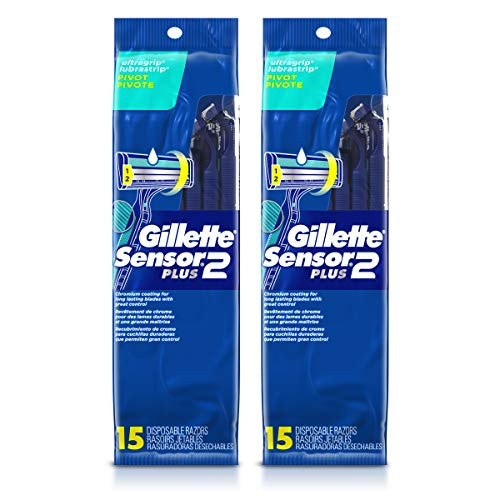 Gillette Sensor2 Plus Mens Disposable Razors, 30 Razors
