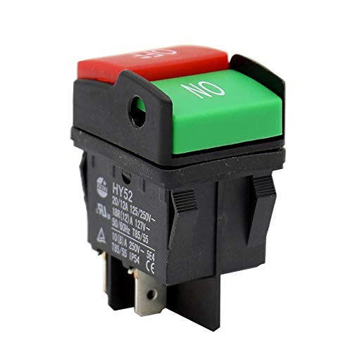 2Pcs HY52 4Pins Push Button Switch KEDU AC 125/250V 20/12/10/8A ON-OFF Electric Tool Pushbutton Switches Suitable for Electrical Appliances and Equipment for Household or Similar Purposes CE UL TUV