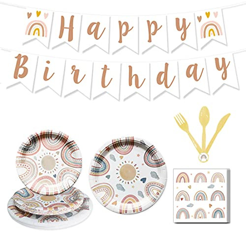 Boho Rainbow Birthday Banner Boho Happy Birthday Boho Rainbow 1st Birthday Party Supplies Plates Decorations Photo Prop for Girl Boy Baby 16 Guests Boho Rainbow Birthday Banner Boho Happy Birthday Boho Rainbow 1st Birthday Party Supplies Plates Decorations Photo Prop for Girl Boy Baby 16 Guests