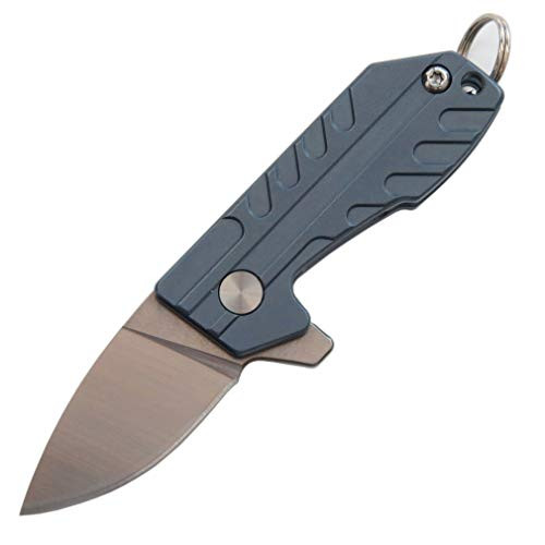 Eafengrow EF60 Folding Knife 3.3 inch Mini Pocket Knife D2 Blade Ball Bearing Flipper Knife EDC Titanium Handle Knife Frame Lock Tactical Outdoor Camping Survival Tool -Blue-