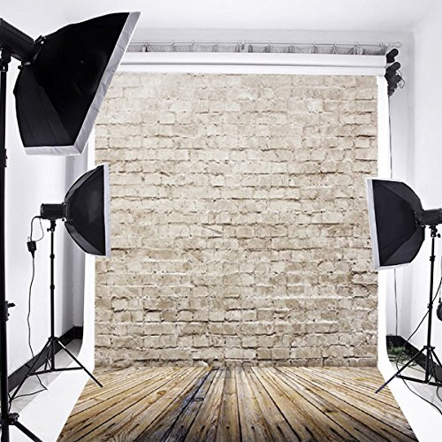 Laeacco Customizable 5x7ft Vinyl Photography Background Wood Floor and Brick Wall Scene 1.5X2.2m Backdrop Photo Studio Props