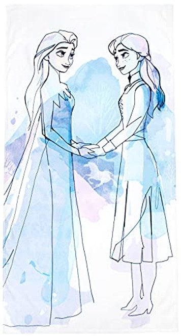Jay Franco Disney Frozen Watercolor Kids Large Bath/Pool/Beach Towel - Features Anna  and  Elsa- Super Soft  and  Absorbent Fade Resistant Cotton Towel, Measures 34 x 64 inches -Official Disney Product- Jay Franco Disney Frozen Watercolor Kids Large Bath/Pool/Beach Towel - Features Anna  and  Elsa- Super Soft  and  Absorbent Fade Resistant Cotton Towel, Measures 34 x 64 inches -Official Disney Product-