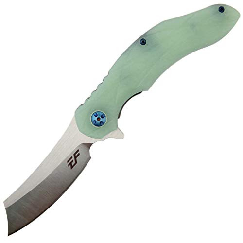Eafengrow EF919 Folding Knife with Clip D2 Steel Blade EDC Outdoor Knives G10 Handle Tactical Pocket Knife Reliable Locking Flipper Knife for Camping Survival Work Hiking -Jade-