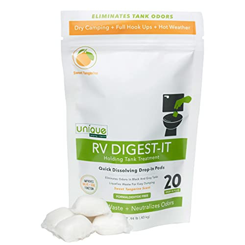 Unique RV Digest-It Holding Tank Treatment - Drop in Pods Toilet Treatment Sweet Tangerine Scent -20 Treatments- - 41G-6