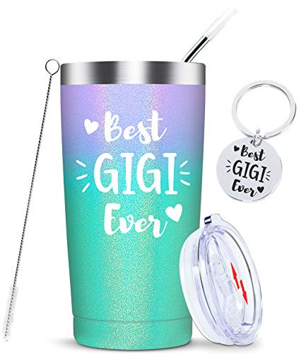 Best Gigi Ever-Grandma Gifts from Granddaughter Grandson Mothers Day Birthday Christmas Gifts for New Grandma,Nana,Mimi,Soon to be Gigi,Stainless Steel Insulated Grandmother Mug Cup 20Ounce Multicolor