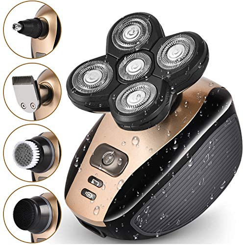Electric Shavers for Men 5 in 1 Rechargeable Electric Razor for Bald Men Wet and Dry Waterproof Grooming Kit with Beard Trimmer, Nose Hair Clipper and Face Cleaning Brush Electric Shavers for Men 5 in 1 Rechargeable Electric Razor for Bald Men Wet and Dry Waterproof Grooming Kit with Beard Trimmer, Nose Hair Clipper and Face Cleaning Brush
