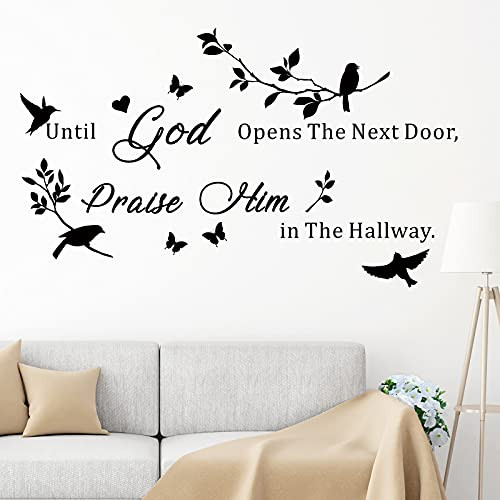 Until God Opens The Next Door Praise Him in The Hallway Wall Decals Inspirational Religious Faithful Quote Wall Stickers Peel and Stick Bible Verse Stickers Home Bedroom Living Room Church Until God Opens The Next Door Praise Him in The Hallway Wall Decals Inspirational Religious Faithful Quote Wall Stickers Peel and Stick Bible Verse Stickers Home Bedroom Living Room Church